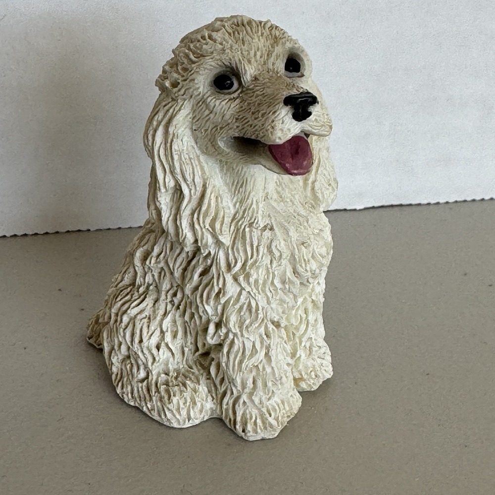 Vintage White Poodle Resin Statue Figurine 3 Inch Tall Dog Collectible